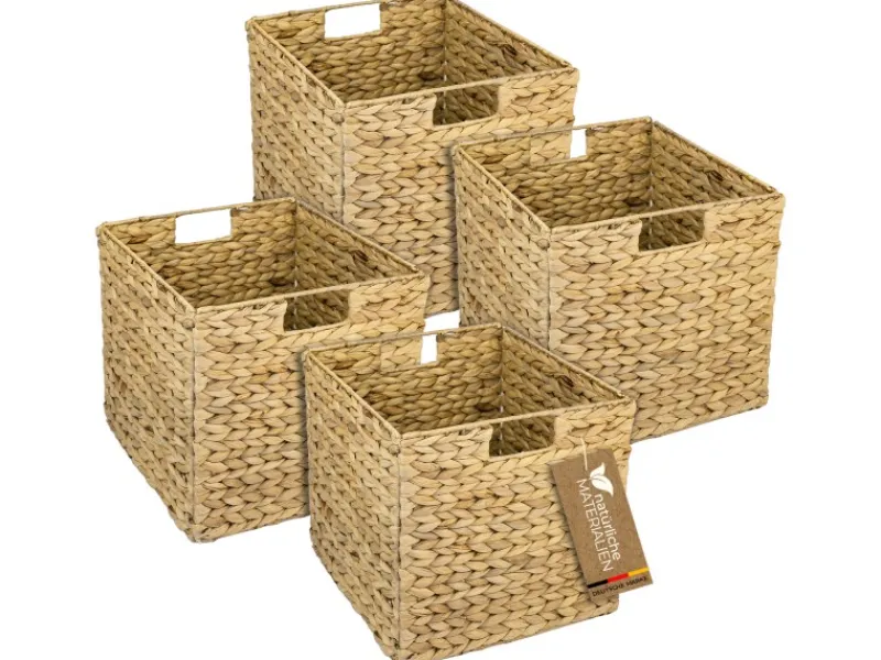 Outlet HMF Aufbewahrungskorb Korb Geflochten Wasserhyazinthe Seegras Kallax 32 x 34 x 32 cm 4er Set