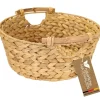 HMF Aufbewahrungskorb Rund Korb Geflochten Wasserhyazinthe Holzgriffen 30 x 12 cm