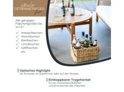 New HMF Flaschenträger 6 Flaschen Flaschenkorb Geflochten Wasserhyazinthe 32 x 22 x 18 cm