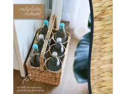 New HMF Flaschenträger 6 Flaschen Flaschenkorb Geflochten Wasserhyazinthe 32 x 22 x 18 cm