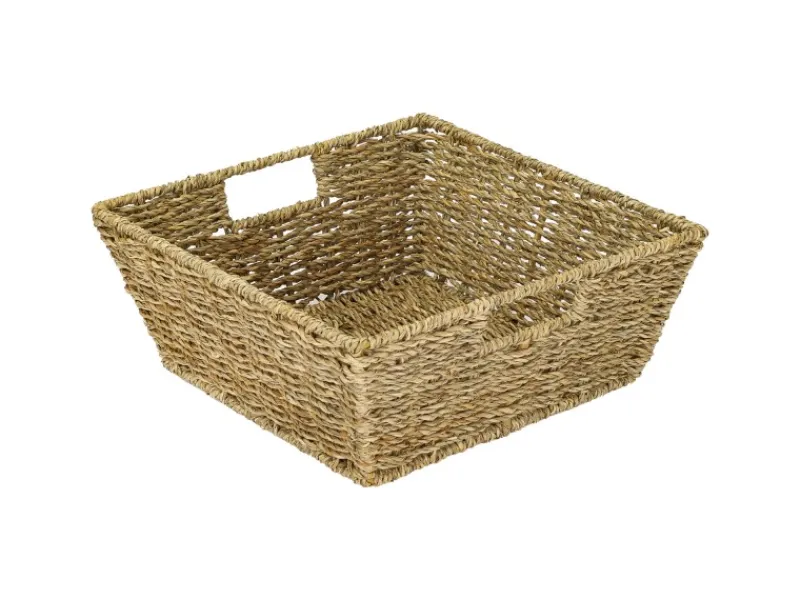 New HMF Geschenkkorb Leer Aufbewahrungskorb Geflochten Seegras RechtEckig 30 x 30 x 12 cm