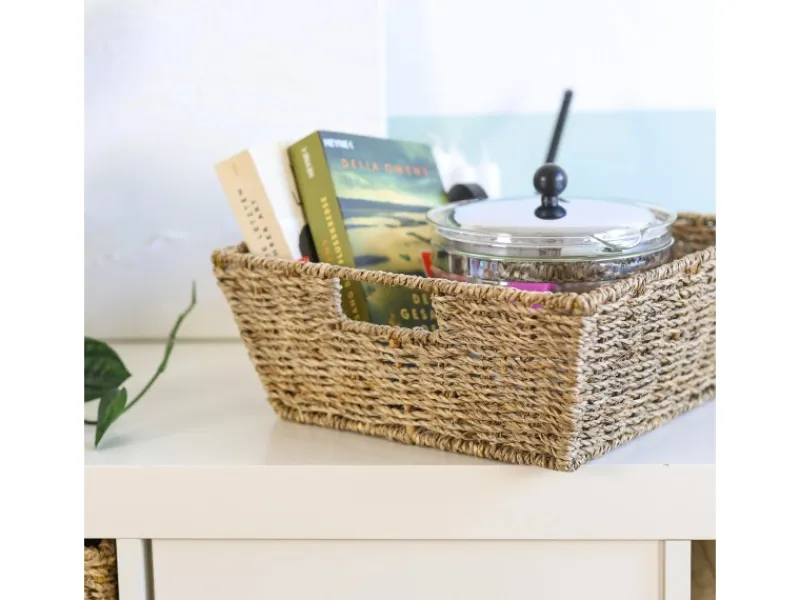 New HMF Geschenkkorb Leer Aufbewahrungskorb Geflochten Seegras RechtEckig 30 x 30 x 12 cm