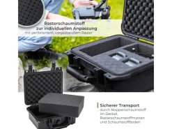 HMF ODK100 Outdoor-Fotokoffer Transportkoffer Rasterschaumstoff 27 x 24 x 13 cm