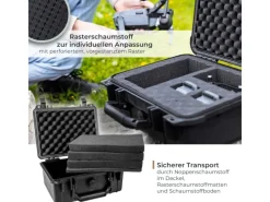 HMF ODK100 Outdoor-Fotokoffer Transportkoffer Rasterschaumstoff 23 x 19 x 11 cm