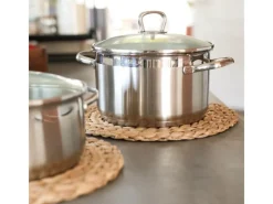 HMF 37230-S6 Tischset Rund Geflochten aus Wasserhyazinthe Platzset Abwaschbar 6er Set 30 cm