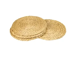 HMF 37231-S4 Tischset Rund Geflochten aus Wasserhyazinthe Platzset Abwaschbar 4er Set 35 cm