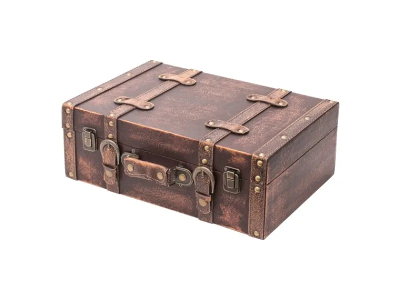 HMF VKO103 Vintage Koffer Holz 38 x 26 x 13 cm Deko Klassik