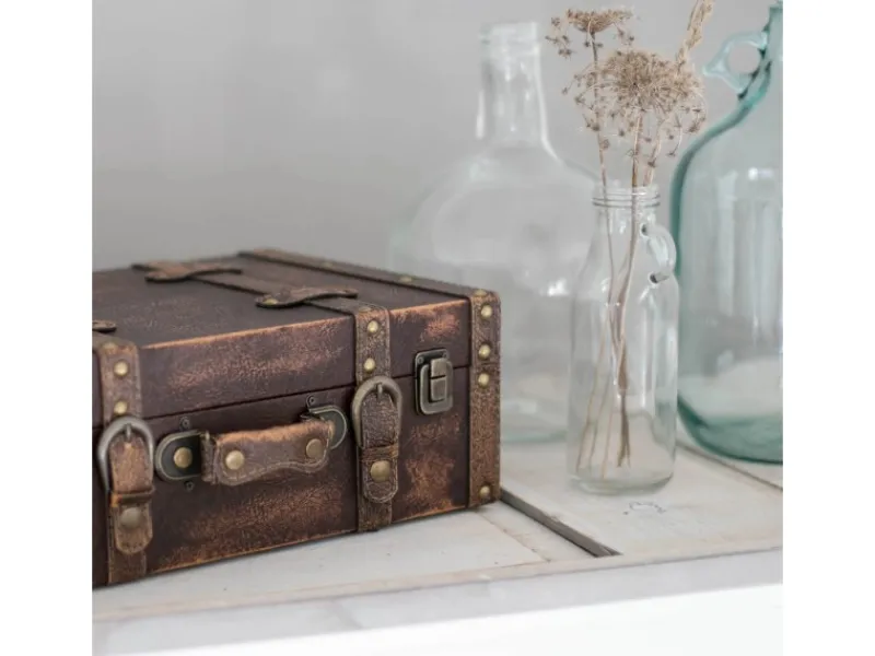 HMF VKO103 Vintage Koffer Holz 38 x 26 x 13 cm Deko Klassik