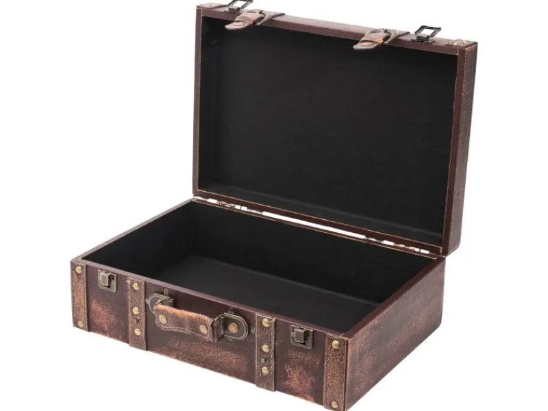 HMF VKO103 Vintage Koffer Holz 38 x 26 x 13 cm Deko Klassik