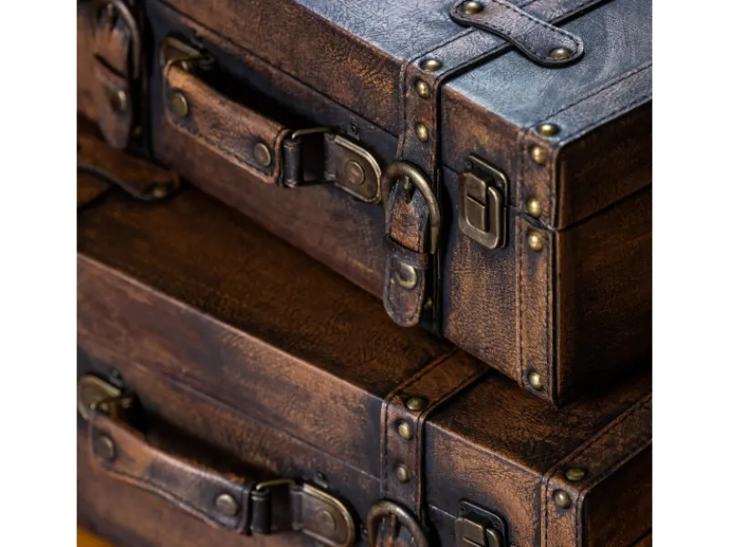 HMF VKO103 Vintage Koffer Holz 38 x 26 x 13 cm Deko Klassik