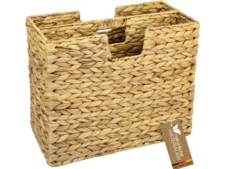 HMF Zeitungsständer Zeitungskorb Geflochten Wasserhyazinthe 2 Fächer 40 x 20 x 33 cm
