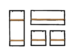 Online holz4home 4 Teiliges Wandregale in Schwarz Gerahmt von Natur ohne Baumkante