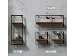 Online holz4home 4 Teiliges Wandregale in Schwarz Gerahmt von Natur ohne Baumkante