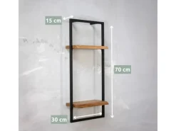 Best holz4home 4 Teiliges Wandregale in Schwarz Gerahmt von Natur mit Baumkante