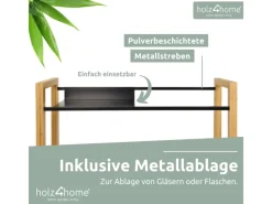 Sale holz4home Getränkekistenregal aus Holz Inklusive Edelstahlablage 8 Kisten Schwarz