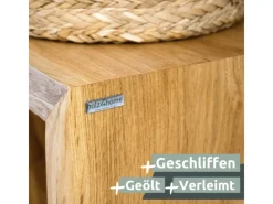 Hot holz4home Massivholz Hocker Bank aus Eiche mit Baumkante S