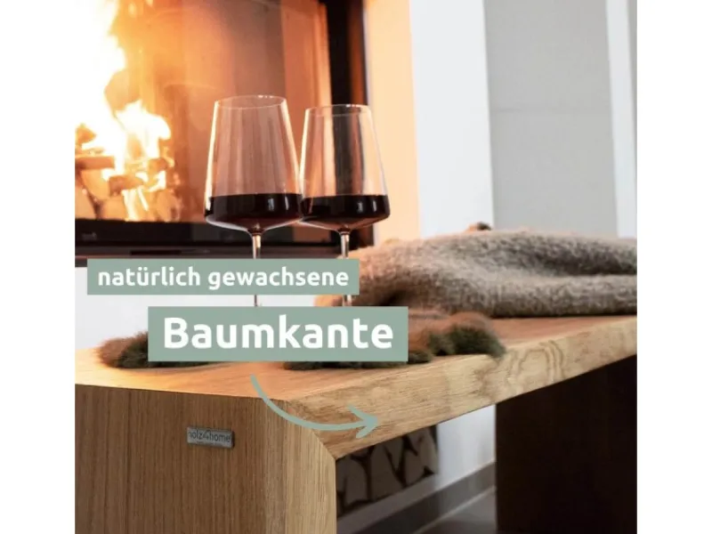holz4home Massivholz Hocker Bank aus Eiche mit Baumkante XL