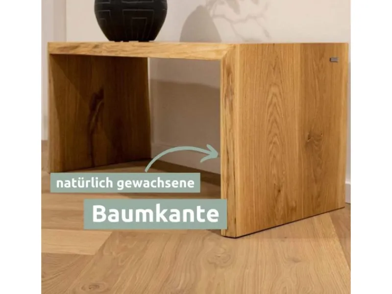 New holz4home Massivholz Hocker Bank aus Eiche mit Baumkante M
