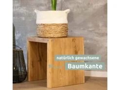 holz4home Massivholz Hocker Bank aus Eiche mit Baumkante XS