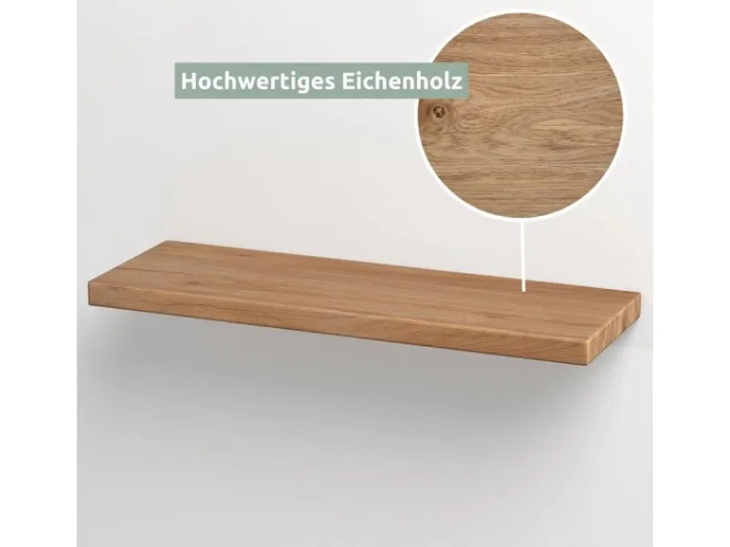 holz4home Schwebendes Wandregal aus Eiche 80cm Ohne Baumkante Natur