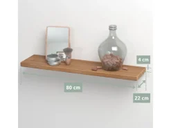 holz4home Schwebendes Wandregal aus Eiche 80cm Ohne Baumkante Natur