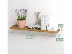 holz4home Schwebendes Wandregal aus Eiche 120cm mit Baumkante Natur