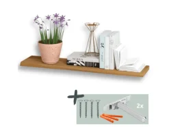 Online holz4home Schwebendes Wandregal aus Eiche 60cm mit Baumkante Natur