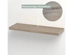 Online holz4home Schwebendes Wandregal aus Eiche 70cm Ohne Baumkante Hellgrau