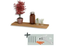 Sale holz4home Schwebendes Wandregal aus Eiche 80cm mit Baumkante Natur