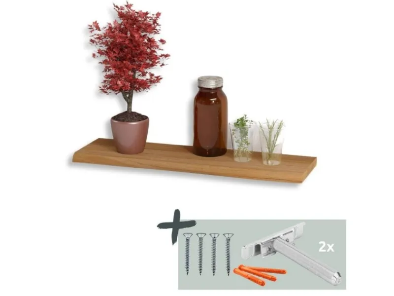 Sale holz4home Schwebendes Wandregal aus Eiche 80cm mit Baumkante Natur