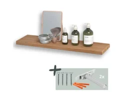 Hot holz4home Schwebendes Wandregal aus Eiche 70cm Ohne Baumkante Natur