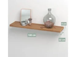 Hot holz4home Schwebendes Wandregal aus Eiche 100cm Ohne Baumkante Natur