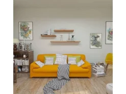 Hot holz4home Schwebendes Wandregal aus Eiche 100cm Ohne Baumkante Natur