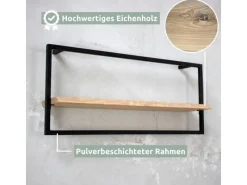 Clearance holz4home Wandregal Long in Schwarz Gerahmt von Hellgrau ohne Baumkante