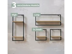 holz4home Wandregal mit Rahmen MDF Sonoma 4 Teiliges Set