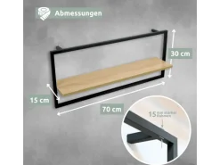 holz4home Wandregal mit Rahmen MDF Sonoma Long