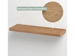 holz4home Wandregal Set 70cm und 40cm Eiche Massiv 2 Teilig Natur ohne Baumkante