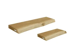 holz4home Wandregal Set 70cm und 40cm Eiche Massiv 2 Teilig Natur mit Baumkante