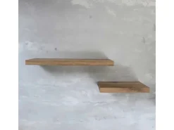 holz4home Wandregal Set 70cm und 40cm Eiche Massiv 2 Teilig Natur mit Baumkante