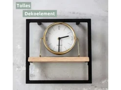 holz4home Wandregal Small Schwarz Gerahmt Industrial Style mit Baumkante Hellgrau