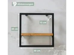 holz4home Wandregal Small Schwarz Gerahmt Industrial Style mit Baumkante Natur