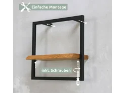 holz4home Wandregal Small Schwarz Gerahmt Industrial Style mit Baumkante Natur