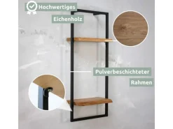 Outlet holz4home Wandregal High in Schwarz Gerahmt von Natur mit Baumkante