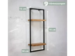 Outlet holz4home Wandregal High in Schwarz Gerahmt von Natur mit Baumkante