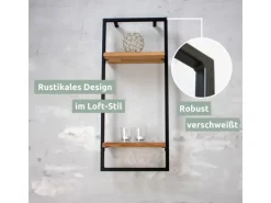 Outlet holz4home Wandregal High in Schwarz Gerahmt von Natur mit Baumkante