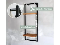 New holz4home Wandregal High in Schwarz Gerahmt von Natur ohne Baumkante