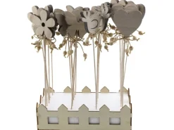 Discount Holzsticker mit Schleife Grau/Natur 4 fach-Sortiert