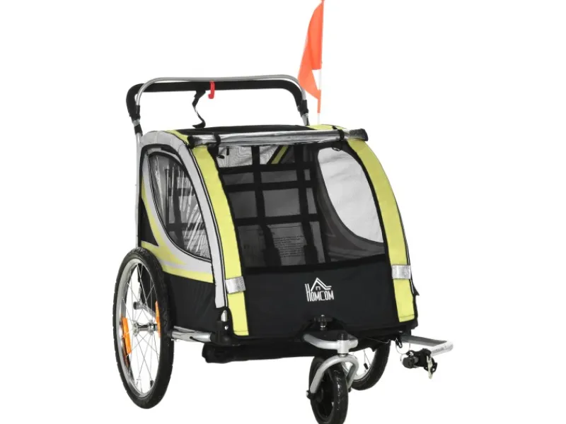 Discount HOMCOM 2 in 1 Kinderfahrradanhänger mit Mesh-Tür