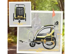 Discount HOMCOM 2 in 1 Kinderfahrradanhänger mit Mesh-Tür