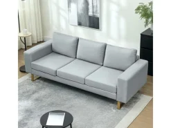 HOMCOM 3 Sitzer Sofa für Schlafzimmer 200 x 82 x 78 cm Hellgrau